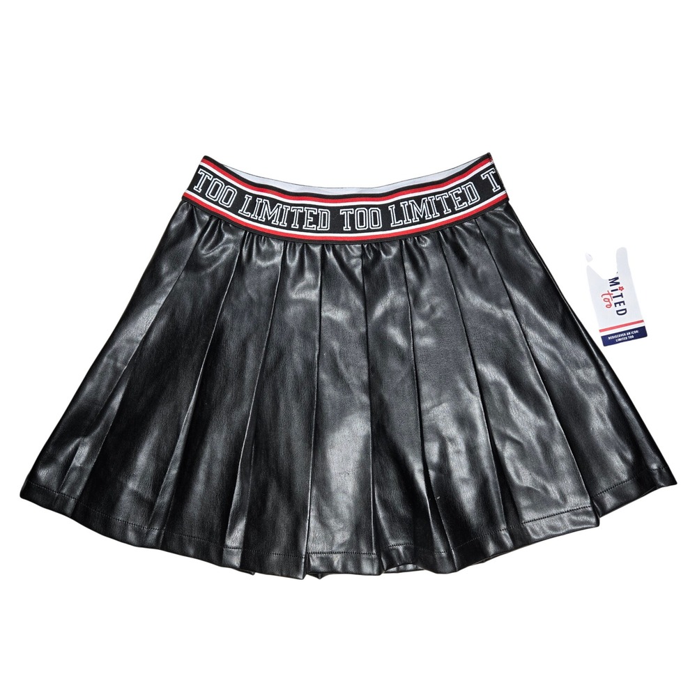 Limited Too Girls Black Faux Leather Pleated Skort Size‎ Large 12/14 NWT 476616